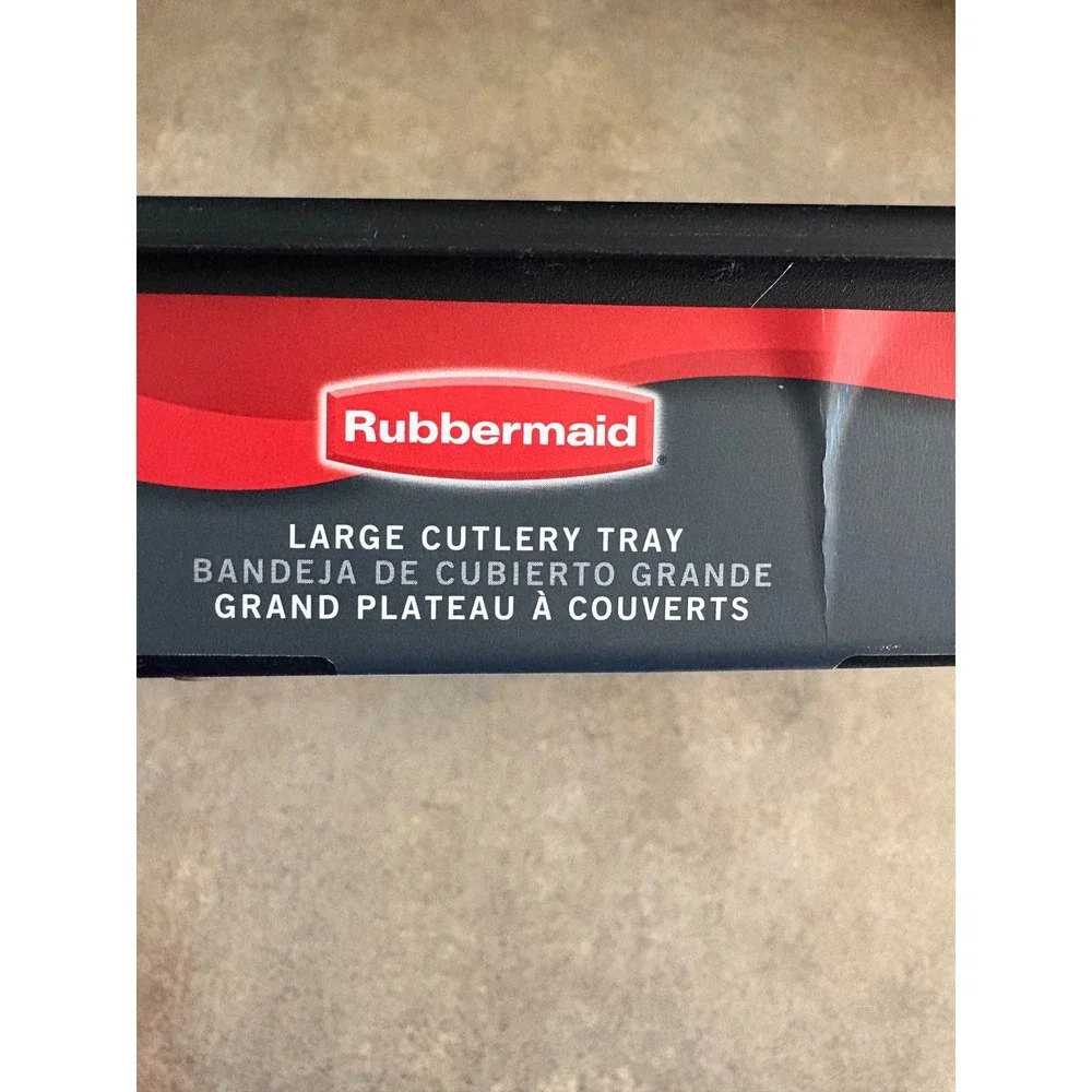 Rubbermaid Large Cutlery Tray Kitchen Drawer Organizer Black 6 Compartment 2009